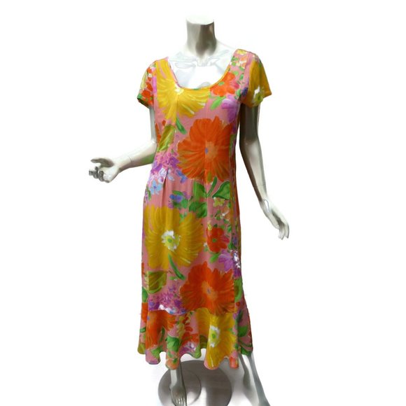 Jams World Dresses & Skirts - Jams World Ruffle Hem Maxi Dress "Coral Garden" M